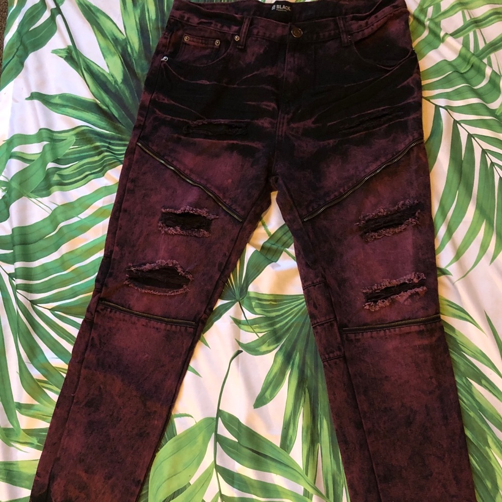 Men’s Motorcycle style ripped jeans